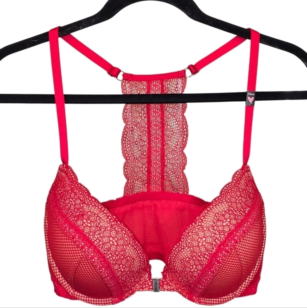 Victorias Secret Very Sexy Red Lace Racer Back Push Up Bra NWT Size 34DD